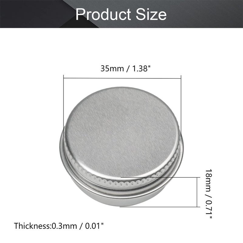 Othmro 6pcs 0.3oz Metal Round Tins Aluminum Tin Cans Containers with Screw Lid, 35*18mm(DxH) Silver tin cans for Salve, Spices, Lip Balm, Tea or Candies 10ml - Image 2